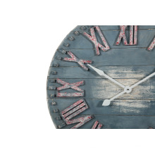 Horloge murale en bois bleu